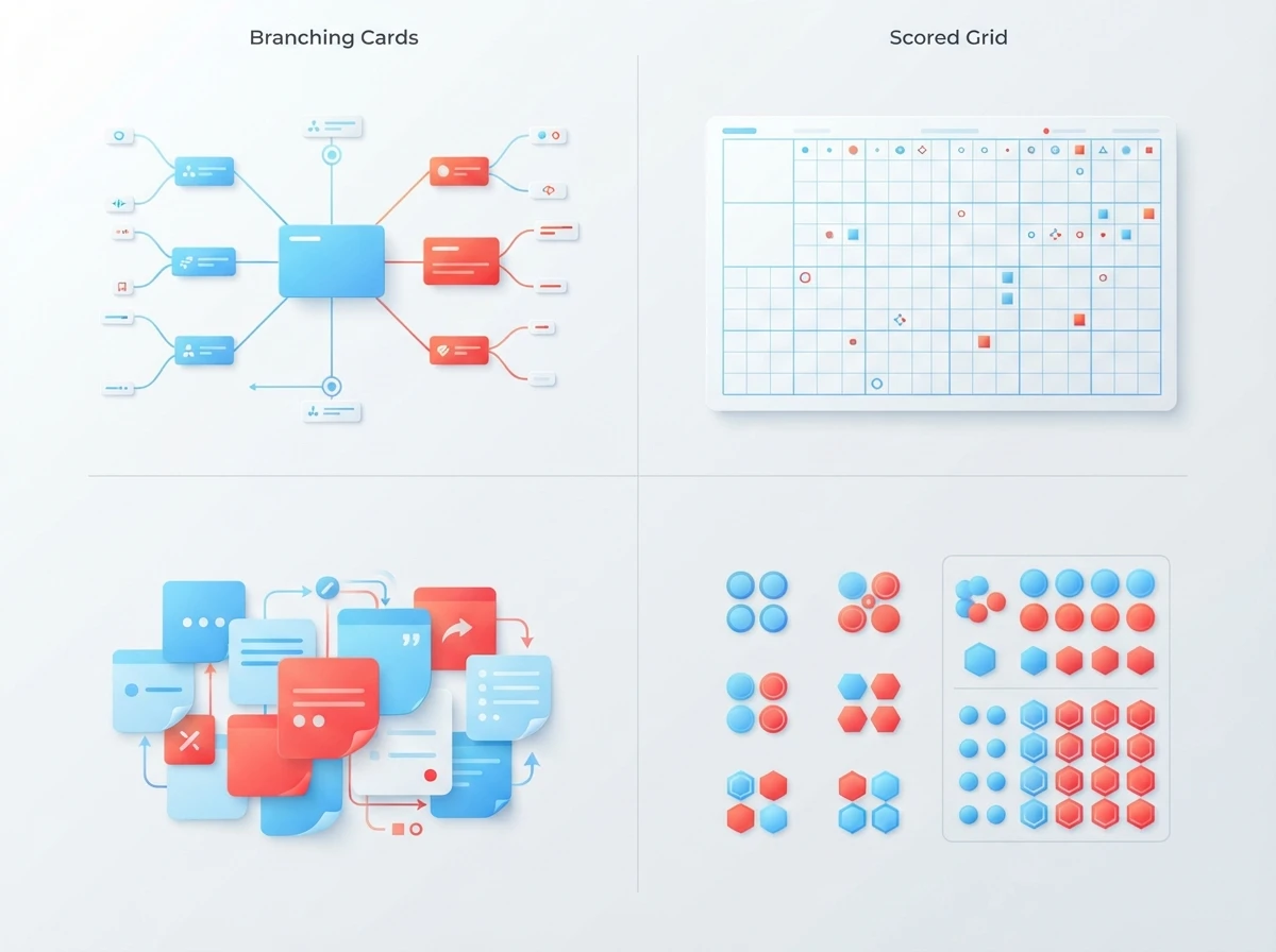 Four decision methods arranged side by side to compare their structure and depth – software categories