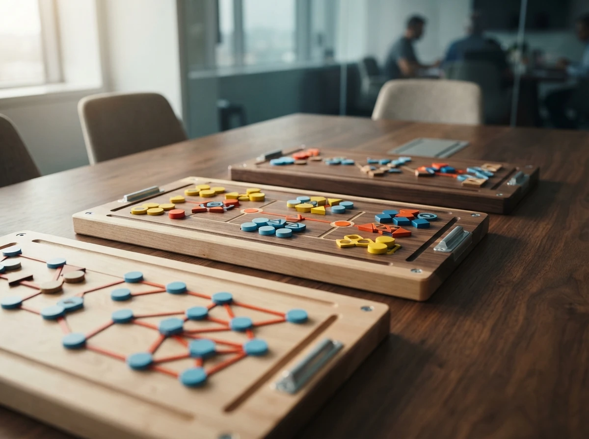 Several framework boards arranged for different product decision types – prioritization methods