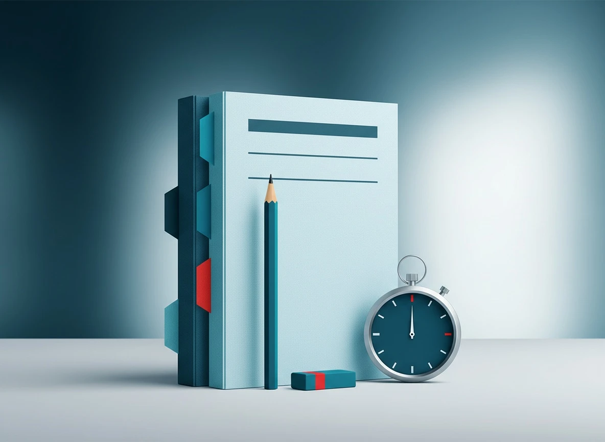 Four tabbed booklets and a timer, representing the GED’s four subjects and timed sections – GED overview