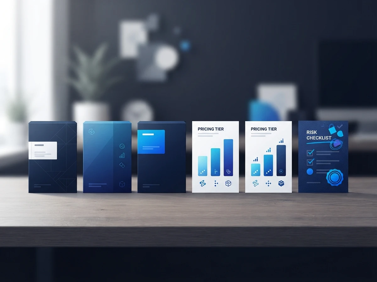 Sample boxes and a pricing tier worksheet used to compare MOQ, price tiers, and risk – supplier scoring
