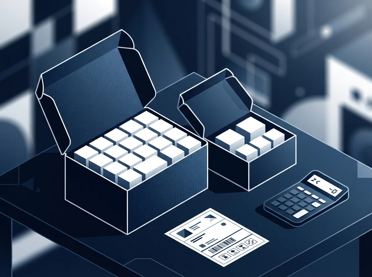 Two different case packs and a calculator illustrating landed cost comparison by unit – pricing comparison