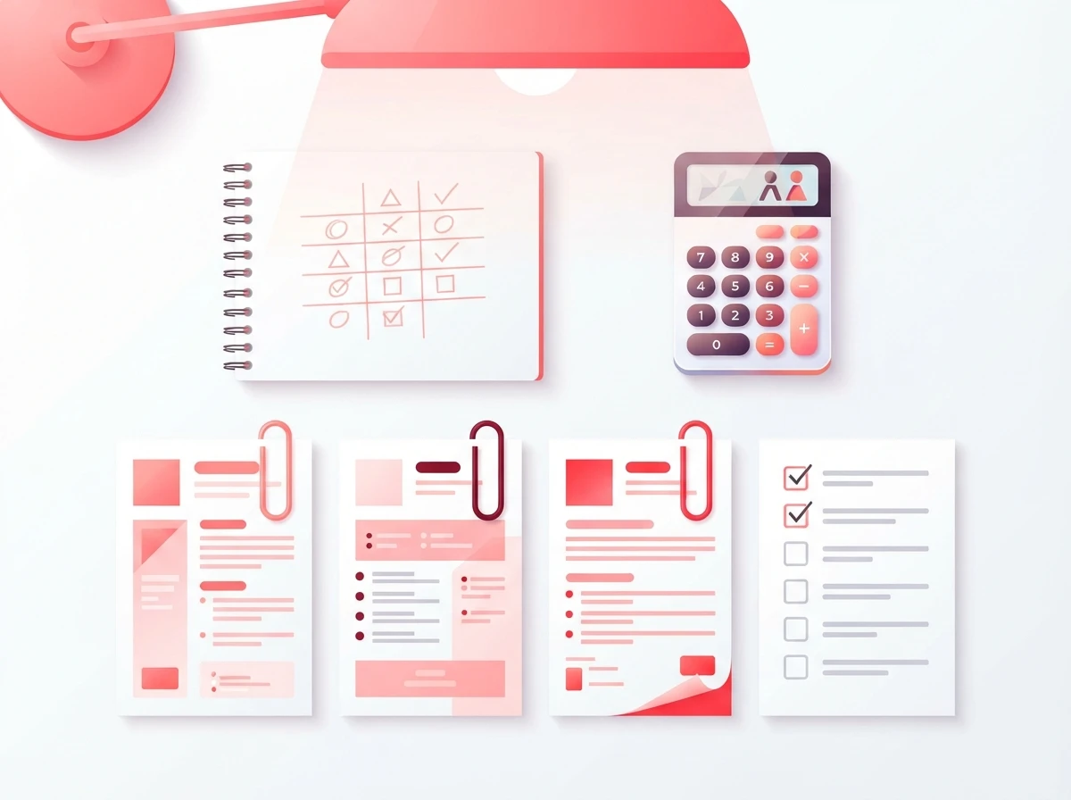 Notebook scoring grid and resume versions illustrating how to validate ATS match scores – ATS scoring